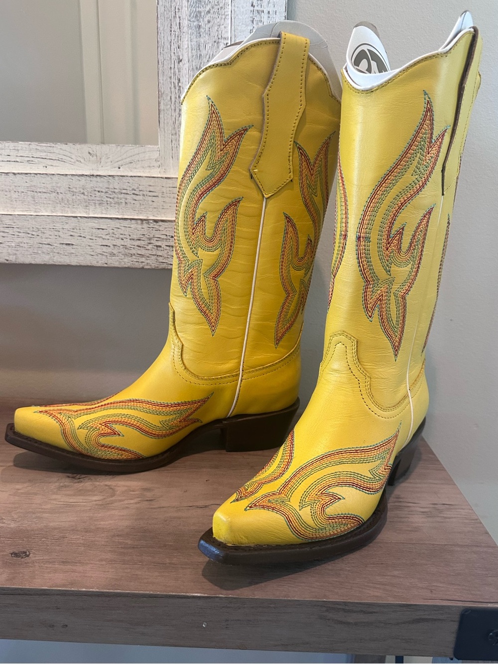 Planet Cowboy Psychedelic Yellow Original Cowboy Boots Size 6 NIB